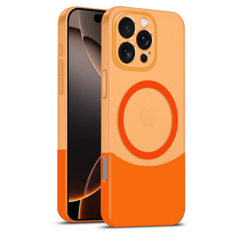 For iPhone 16 Pro Max Dual Color Stitching MagSafe Magnetic PC Phone Case(Orange) - iPhone 16 Pro Max Cases by buy2fix | Online Shopping UK | buy2fix