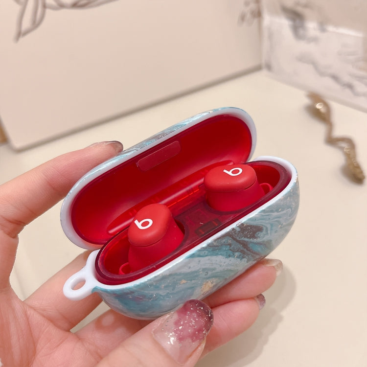 For Beats Solo Buds Marble Texture Glossy PC Earphone Protective Case(Pink Blue) - Other Case by buy2fix | Online Shopping UK | buy2fix