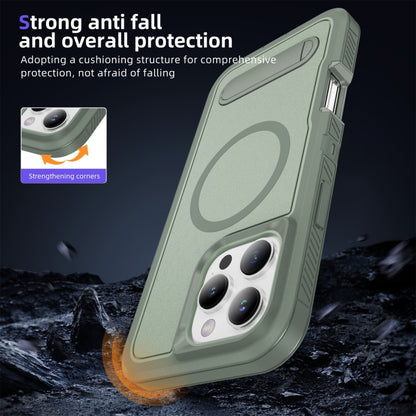 For iPhone 16 Pro Guard MagSafe Holder Matte PC Hybrid TPU Phone Case(Green) - iPhone 16 Pro Cases by buy2fix | Online Shopping UK | buy2fix