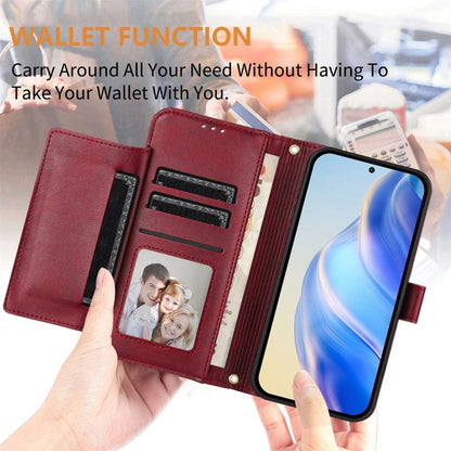 For iPhone 16 Pro Max Multi-Card Slots Zipper Wallet Leather Phone Case(Dark Red) - iPhone 16 Pro Max Cases by buy2fix | Online Shopping UK | buy2fix