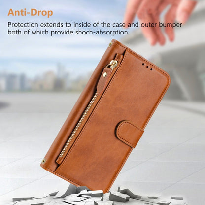 For iPhone 16 Pro Max Multi-Card Slots Zipper Wallet Leather Phone Case(Brown) - iPhone 16 Pro Max Cases by buy2fix | Online Shopping UK | buy2fix