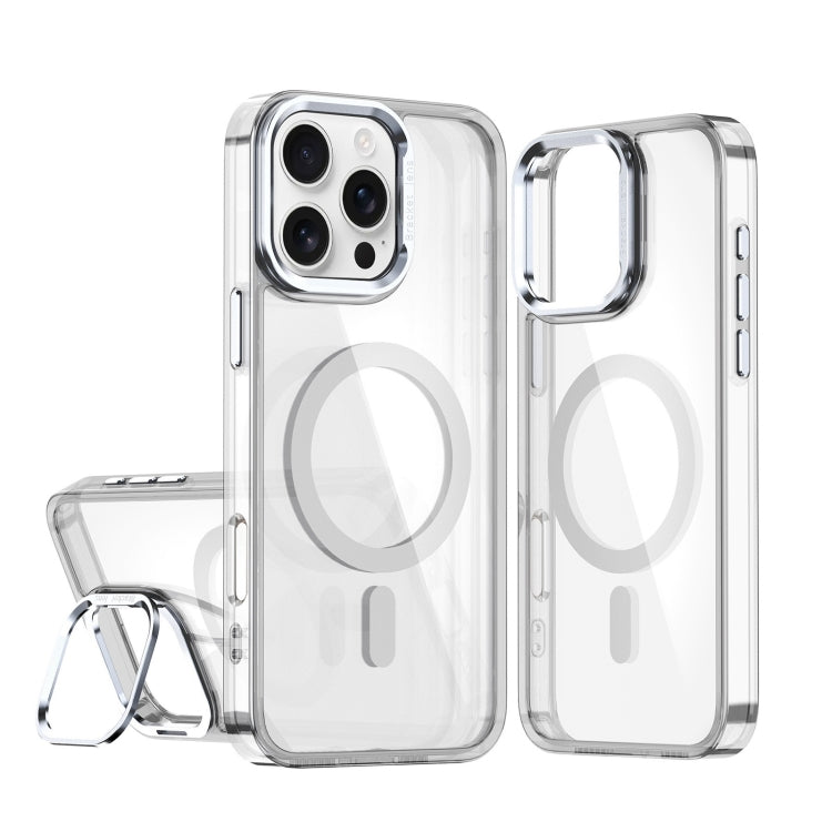 For iPhone 16 Pro Max Acrylic Camera Holder MagSafe Magnetic Phone Case(White) - iPhone 16 Pro Max Cases by buy2fix | Online Shopping UK | buy2fix