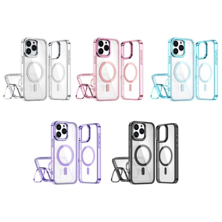 For iPhone 16 Pro Acrylic Camera Holder MagSafe Magnetic Phone Case(Purple) - iPhone 16 Pro Cases by buy2fix | Online Shopping UK | buy2fix