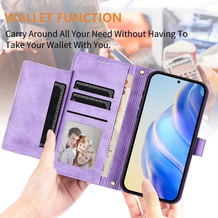 For Motorola Moto G Play 4G 2024 Global Multi-Card Slots Zipper Wallet Leather Phone Case(Purple) - Motorola Cases by buy2fix | Online Shopping UK | buy2fix