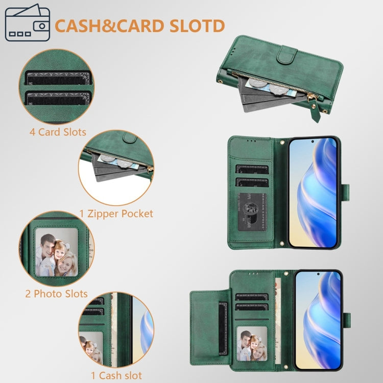 For Motorola Moto G Stylus 5G 2024 Multi-Card Slots Zipper Wallet Leather Phone Case(Green) - Motorola Cases by buy2fix | Online Shopping UK | buy2fix