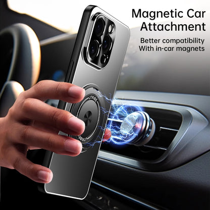 For iPhone 16 Plus Rotating Holder Frosted Metal Phone Case(Black) - iPhone 16 Plus Cases by buy2fix | Online Shopping UK | buy2fix