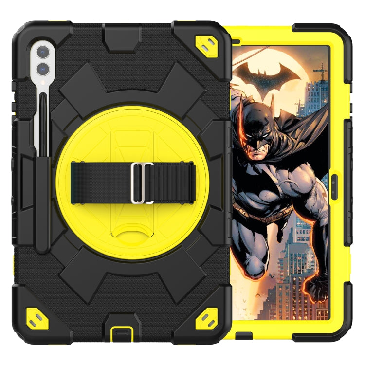 For Samsung Galaxy Tab S10+ / S9+ / S9 FE+ Spider Hand Grip Turntable Stand Tablet Case(Black Yellow) - Galaxy Tab S9+ Cases by buy2fix | Online Shopping UK | buy2fix