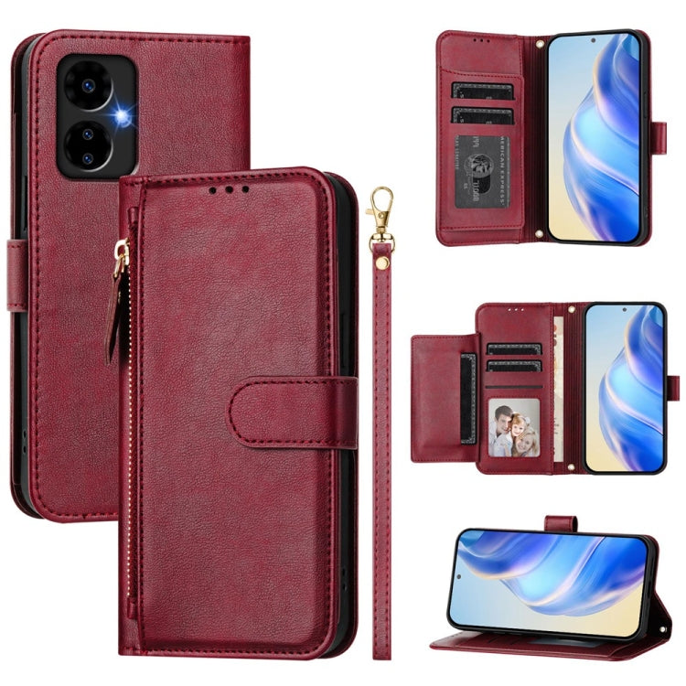 For Boost Mobile Celero 5G 2024 / Celero 3 Multi-Card Slots Zipper Wallet Leather Phone Case(Dark Red) - More Brand by buy2fix | Online Shopping UK | buy2fix