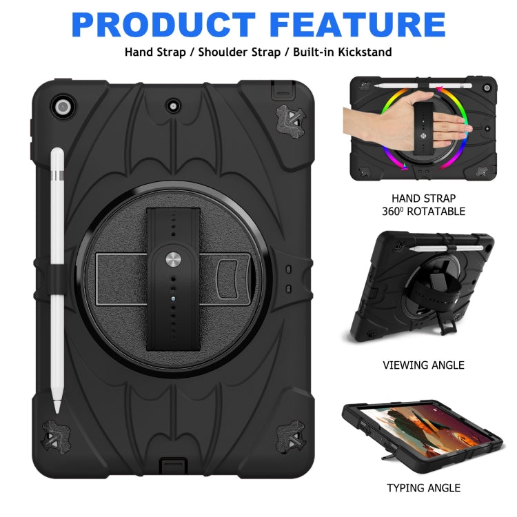 For iPad 10.2 2021 / 2020 / 2019 Bat Hand Grip Turntable Stand Tablet Case(Black) - iPad 10.2 Cases by buy2fix | Online Shopping UK | buy2fix