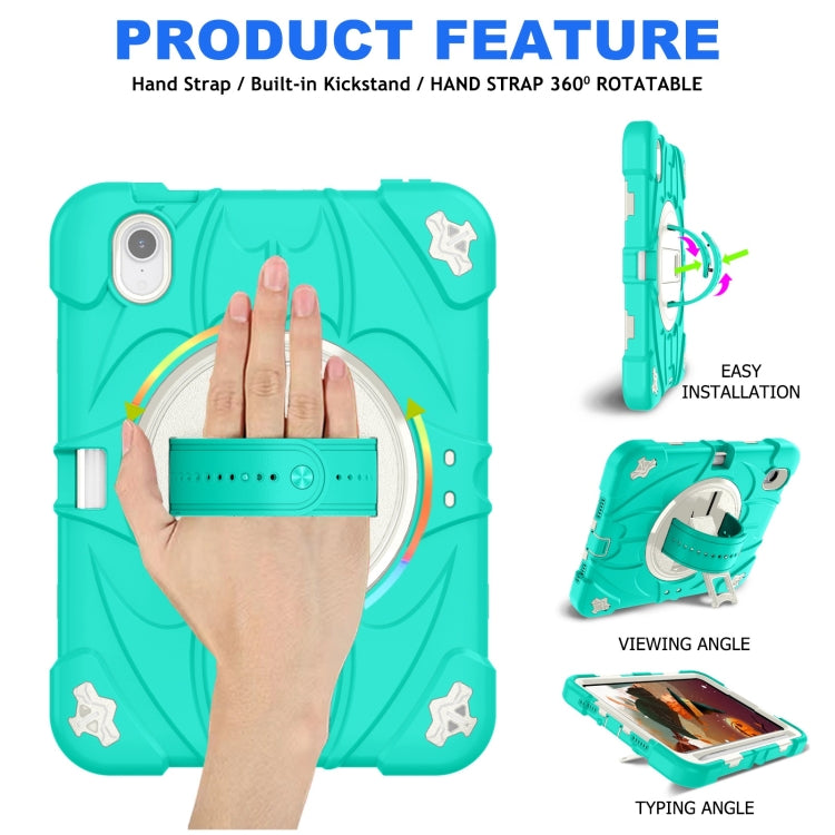 For iPad mini 6 Bat Hand Grip Turntable Stand Tablet Case(Mint Green White) - iPad mini 6 Cases by buy2fix | Online Shopping UK | buy2fix