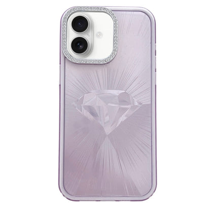 For iPhone 16 Diamond Texture TPU Hybrid PC IMD Phone Case(Purple) - iPhone 16 Cases by buy2fix | Online Shopping UK | buy2fix