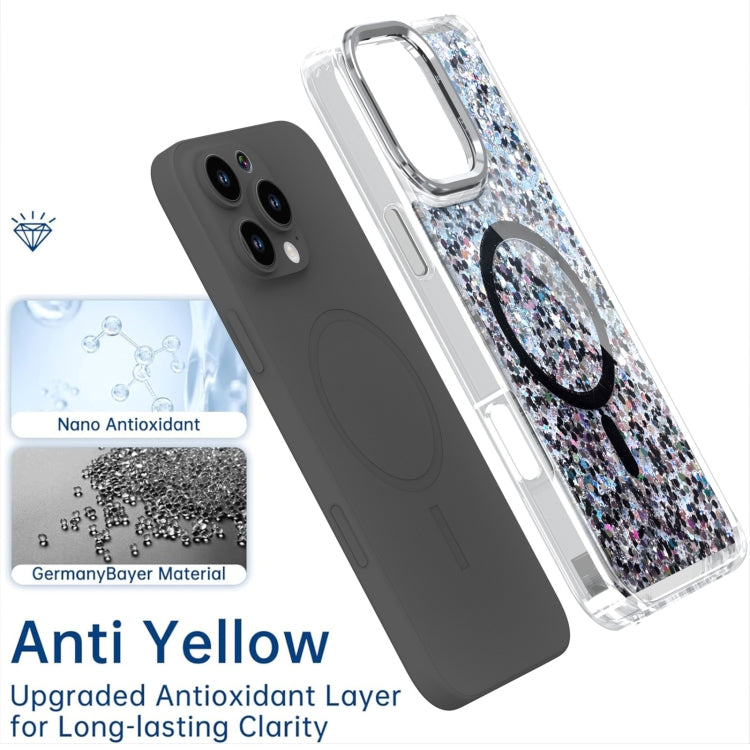 For iPhone 16 Pro Max Epoxy Glitter MagSafe Magnetic TPU Phone Case(Black) - iPhone 16 Pro Max Cases by buy2fix | Online Shopping UK | buy2fix