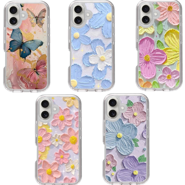 For iPhone 16 Small Fresh Sticker PC + TPU Shockproof Phone Case(Butterfly) - iPhone 16 Cases by buy2fix | Online Shopping UK | buy2fix