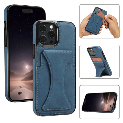 For iPhone 16 Pro Ultra-thin Shockproof Phone Protective Case with Holder(Blue) - iPhone 16 Pro Cases by buy2fix | Online Shopping UK | buy2fix