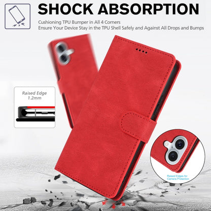 For iPhone 16 Fantasy Skin-feel Calfskin Texture Leather Phone Case(Red) - iPhone 16 Cases by buy2fix | Online Shopping UK | buy2fix