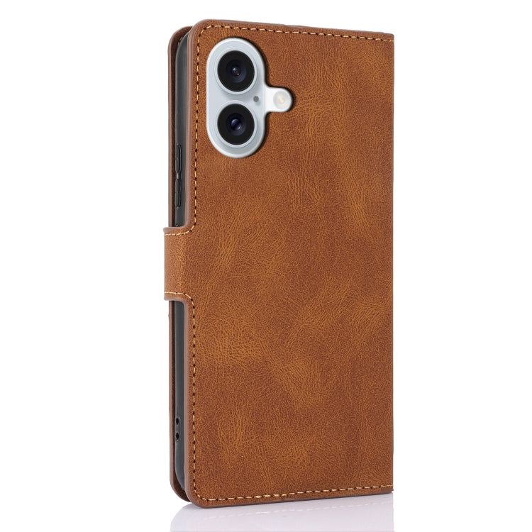 For iPhone 16 Fantasy Skin-feel Calfskin Texture Leather Phone Case(Brown) - iPhone 16 Cases by buy2fix | Online Shopping UK | buy2fix