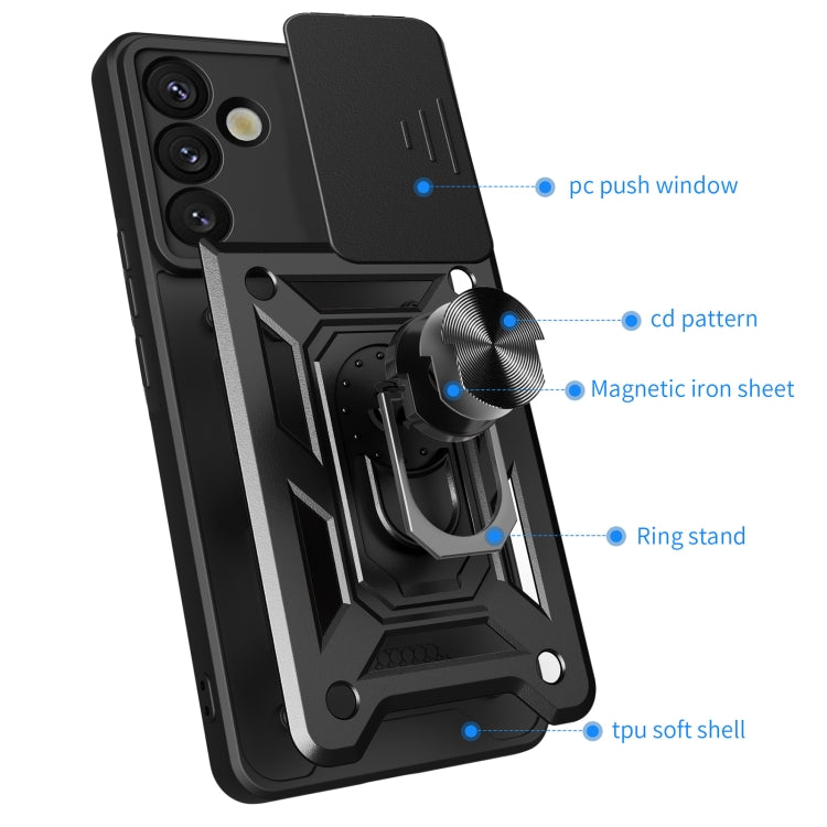 For Samsung Galaxy S25+ 5G Sliding Camera Cover Design TPU+PC Phone Case(Black) - Galaxy S25+ 5G Cases by buy2fix | Online Shopping UK | buy2fix