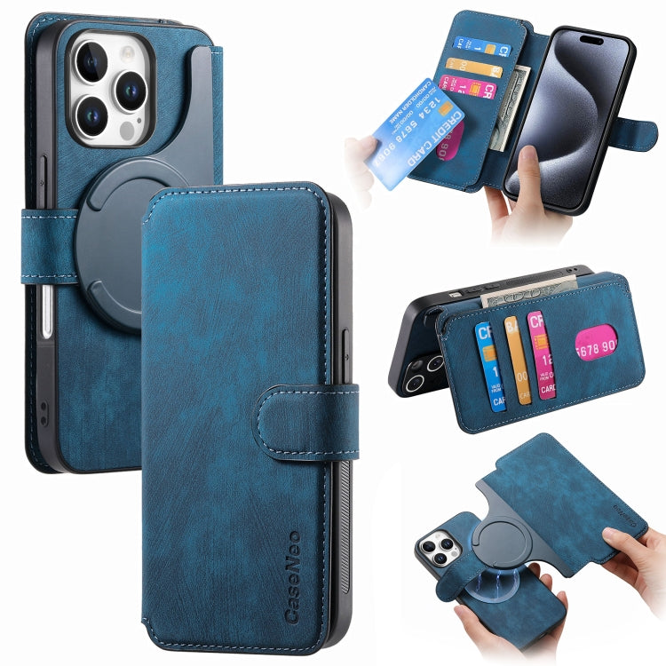 For iPhone 16 Pro Max CaseNeo MagSafe RFID Anti-theft Retro Leather Phone Case(Blue) - iPhone 16 Pro Max Cases by CaseNeo | Online Shopping UK | buy2fix