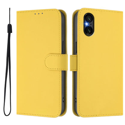 For Sony Xperia 5 VI 2024 Skin Feel Solid Color Leather Phone Case with Lanyard(Lemon Yellow) - Sony Cases by buy2fix | Online Shopping UK | buy2fix