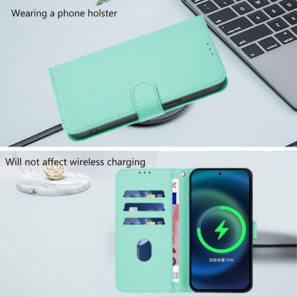 For iPhone 16 Skin Feel Solid Color Leather Phone Case with Lanyard(Mint Green) - iPhone 16 Cases by buy2fix | Online Shopping UK | buy2fix