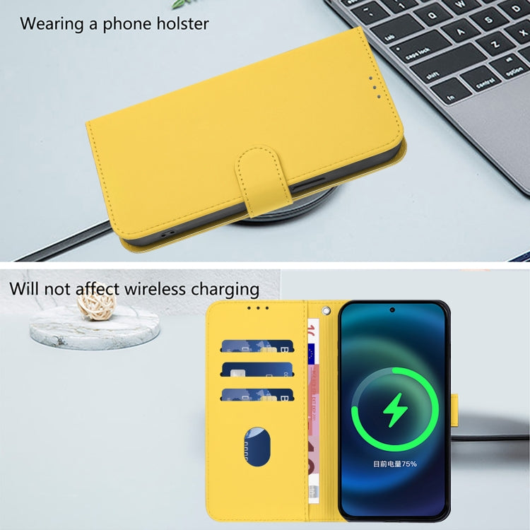 For Tecno Spark Go 2024 4G Skin Feel Solid Color Leather Phone Case with Lanyard(Lemon Yellow) - Tecno Cases by buy2fix | Online Shopping UK | buy2fix