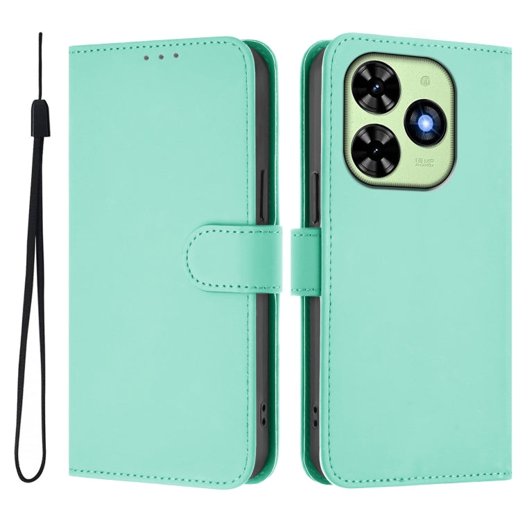 For Tecno Spark Go 2024 4G Skin Feel Solid Color Leather Phone Case with Lanyard(Mint Green) - Tecno Cases by buy2fix | Online Shopping UK | buy2fix