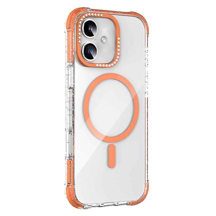 For iPhone 16 Mutural Blink Series Glitter Edge MagSafe Magnetic Phone Case(Orange) - iPhone 16 Cases by Mutural | Online Shopping UK | buy2fix