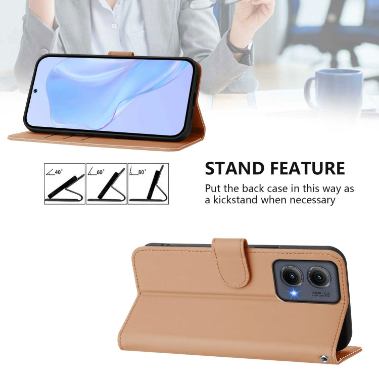 For Motorola Edge 5G 2024 Skin Feel Solid Color Leather Phone Case with Lanyard(Nude) - Motorola Cases by buy2fix | Online Shopping UK | buy2fix