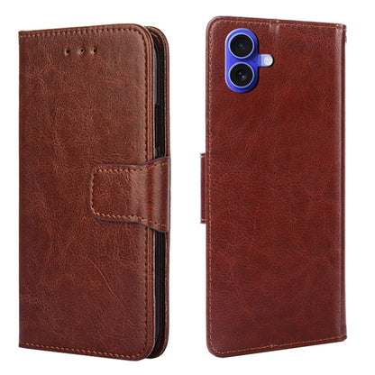 For iPhone 16 Plus Crystal Texture Leather Phone Case(Brown) - iPhone 16 Plus Cases by buy2fix | Online Shopping UK | buy2fix