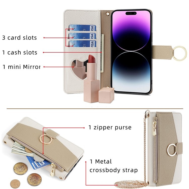 For iPhone 16 Crossbody Litchi Texture Leather Phone Case(White) - iPhone 16 Cases by buy2fix | Online Shopping UK | buy2fix