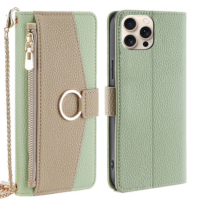 For iPhone 16 Pro Max Crossbody Litchi Texture Leather Phone Case(Green) - iPhone 16 Pro Max Cases by buy2fix | Online Shopping UK | buy2fix