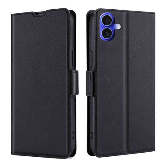 For iPhone 16 Ultra-thin Voltage Side Buckle Horizontal Flip Leather Phone Case(Black) - iPhone 16 Cases by buy2fix | Online Shopping UK | buy2fix