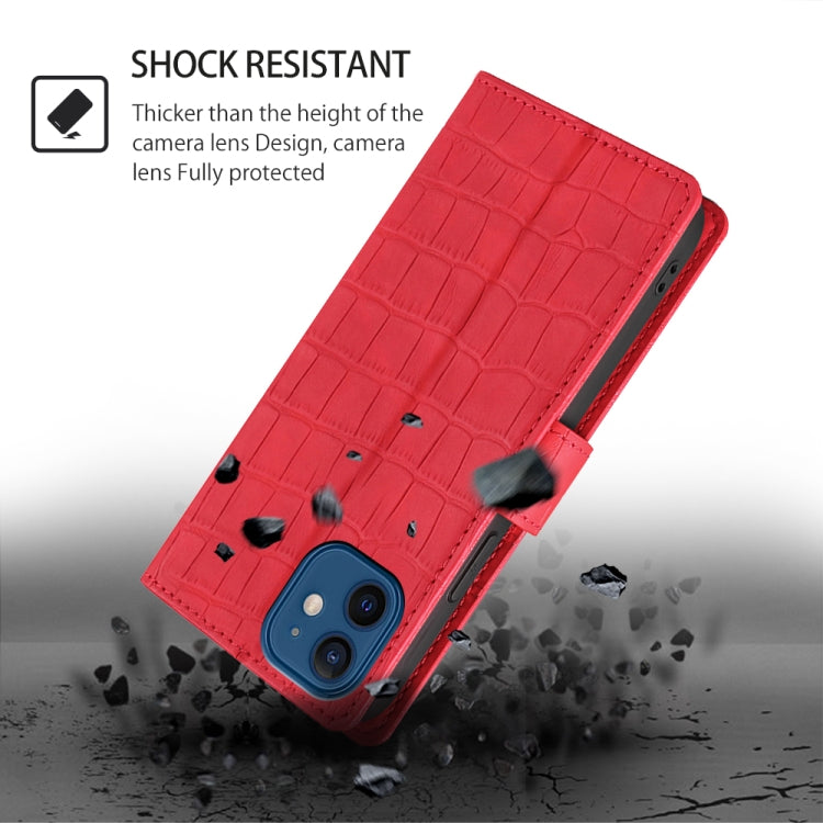 For iPhone 16 Skin Feel Crocodile Magnetic Clasp Leather Phone Case(Red) - iPhone 16 Cases by buy2fix | Online Shopping UK | buy2fix