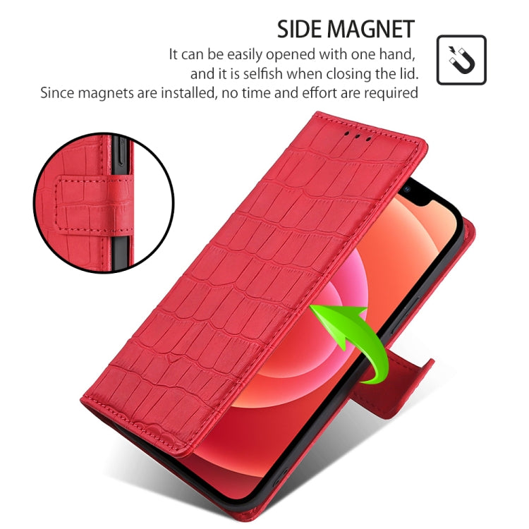 For iPhone 16 Skin Feel Crocodile Magnetic Clasp Leather Phone Case(Red) - iPhone 16 Cases by buy2fix | Online Shopping UK | buy2fix