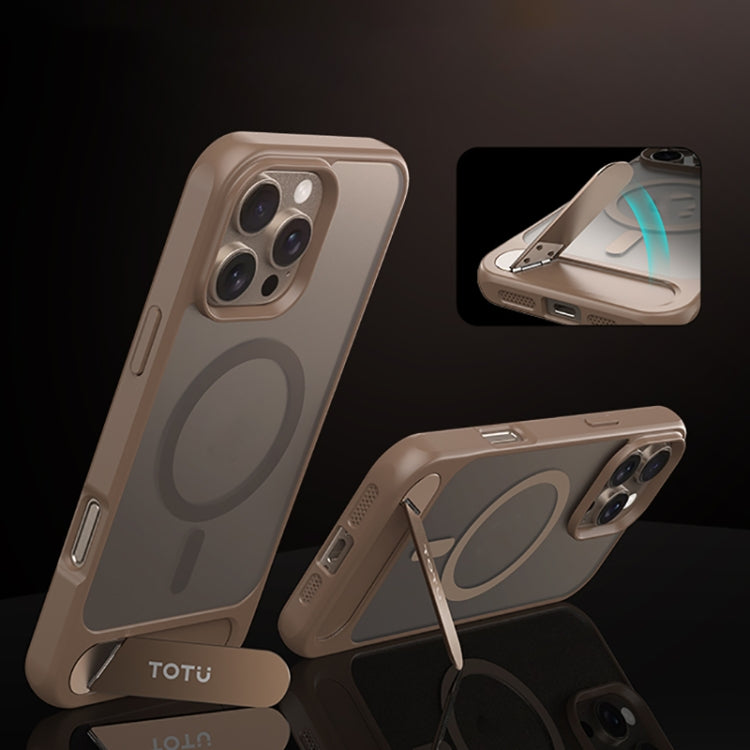 For iPhone 16 Pro TOTU PC-25 Skin Feel MagSafe Magnetic Stand Phone Case(Black) - iPhone 16 Pro Cases by TOTUDESIGN | Online Shopping UK | buy2fix