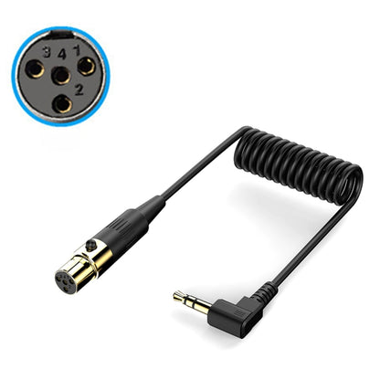 Mini 4 Pin XLR Female to 3.5mm TRS PC Camera Microphone Coiled Stereo Audio Adapter Cable, Length: 0.5m(Black) - Microphone Audio Cable & Connector by buy2fix | Online Shopping UK | buy2fix