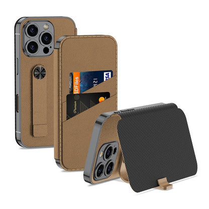 For iPhone 16 Pro GKK Plating Phantom Flip Leather MagSafe Phone Case(Brown) - iPhone 16 Pro Cases by GKK | Online Shopping UK | buy2fix