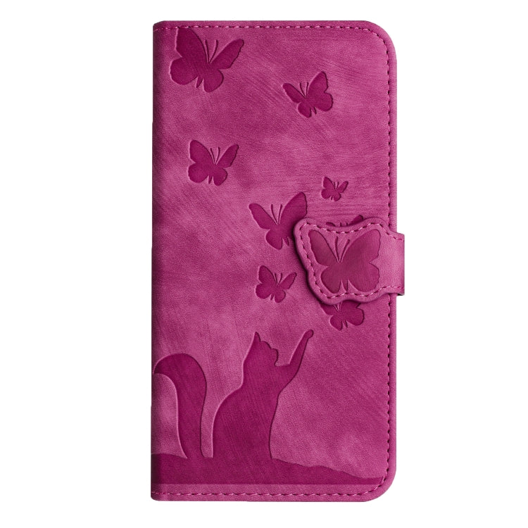 For Samsung Galaxy S25 5G Butterfly Cat Embossing Flip Leather Phone Case(Pink) - Galaxy S25 5G Cases by buy2fix | Online Shopping UK | buy2fix