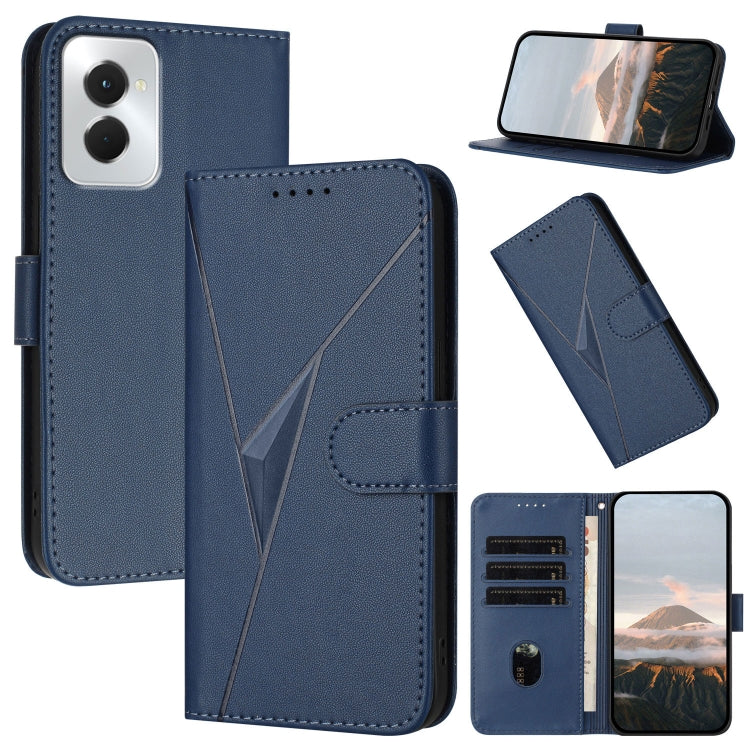 For Motorola Moto G Power 2024 Triangle Pattern Buckle Clasp Leather Phone Case(Royal Blue) - Motorola Cases by buy2fix | Online Shopping UK | buy2fix