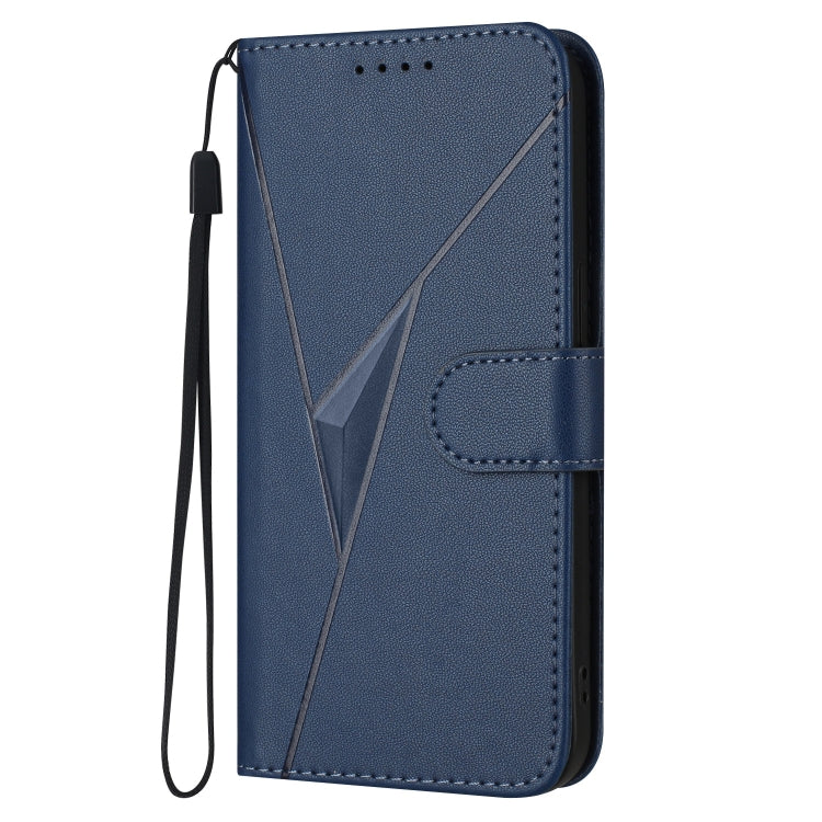 For Motorola Moto G Power 2024 Triangle Pattern Buckle Clasp Leather Phone Case(Royal Blue) - Motorola Cases by buy2fix | Online Shopping UK | buy2fix