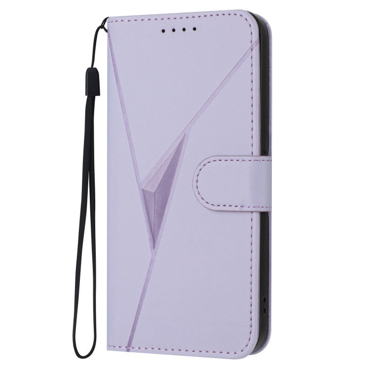 For Motorola Moto G Power 2024 Triangle Pattern Buckle Clasp Leather Phone Case(Light Purple) - Motorola Cases by buy2fix | Online Shopping UK | buy2fix