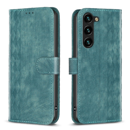 For Samsung Galaxy S25+ 5G Plaid Embossed Leather Phone Case(Green) - Galaxy S25+ 5G Cases by buy2fix | Online Shopping UK | buy2fix