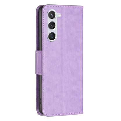 For Samsung Galaxy S25 5G Embossing Two Butterflies Pattern Leather Phone Case(Purple) - Galaxy S25 5G Cases by buy2fix | Online Shopping UK | buy2fix