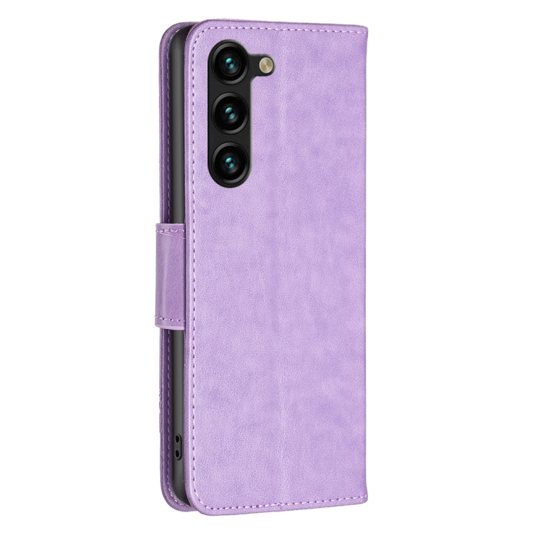 For Samsung Galaxy S25+ 5G Embossing Two Butterflies Pattern Leather Phone Case(Purple) - Galaxy S25+ 5G Cases by buy2fix | Online Shopping UK | buy2fix