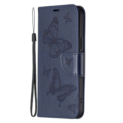 For Samsung Galaxy S25+ 5G Embossing Two Butterflies Pattern Leather Phone Case(Blue) - Galaxy S25+ 5G Cases by buy2fix | Online Shopping UK | buy2fix