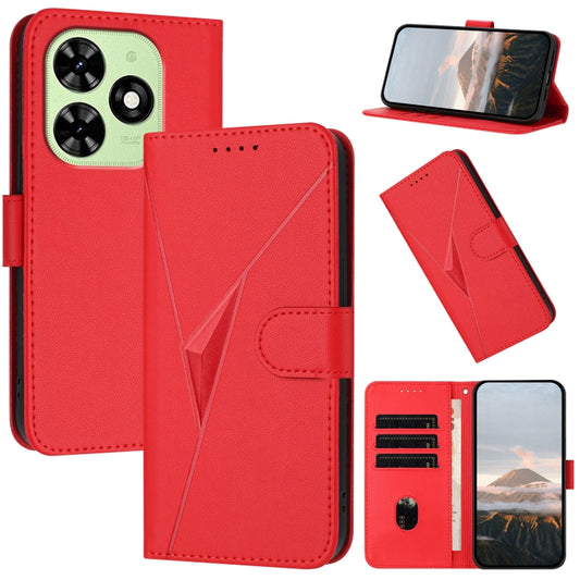 For Tecno Spark Go 2024 Triangle Pattern Buckle Clasp Leather Phone Case(Red) - Tecno Cases by buy2fix | Online Shopping UK | buy2fix