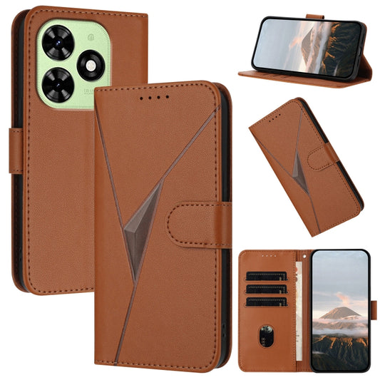 For Tecno Spark Go 2024 Triangle Pattern Buckle Clasp Leather Phone Case(Brown) - Tecno Cases by buy2fix | Online Shopping UK | buy2fix