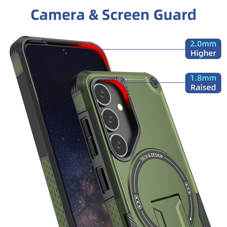 For Samsung Galaxy S24+ 5G / S25+ 5G Armor MagSafe Holder PC Hybrid TPU Phone Case(Army Green) - Galaxy S25+ 5G Cases by buy2fix | Online Shopping UK | buy2fix