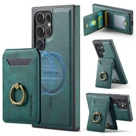 For Samsung Galaxy S24 Ultra 5G DG.MING K1 MagSafe Detachable Wallet RFID Back Cover Phone Case(Green) - Galaxy S24 Ultra 5G Cases by DG.MING | Online Shopping UK | buy2fix