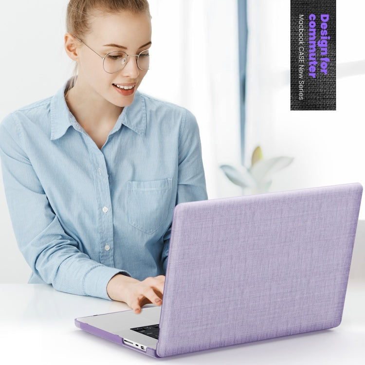 For MacBook Pro 16.2 inch A2991 / A2485 Fabric Magnetic Holder Laptop Protective Case(Purple) - MacBook Pro Cases by buy2fix | Online Shopping UK | buy2fix